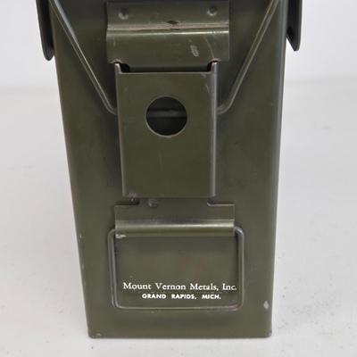 LOT Vintage Metal Box, U.S. Military Ammunition Box, and U.S. Army M1 .30 Caliber Ammunition Box