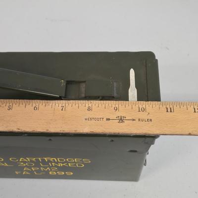 LOT Vintage Metal Box, U.S. Military Ammunition Box, and U.S. Army M1 .30 Caliber Ammunition Box