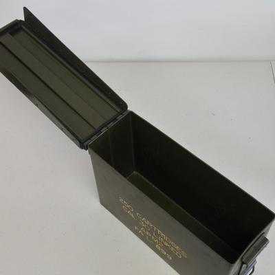 LOT Vintage Metal Box, U.S. Military Ammunition Box, and U.S. Army M1 .30 Caliber Ammunition Box