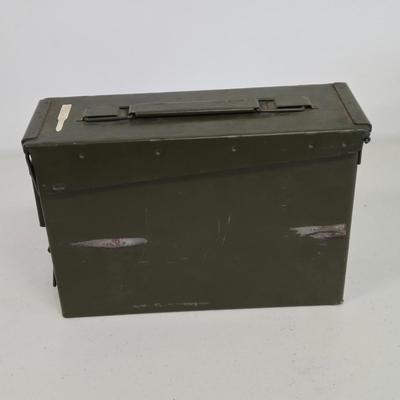 LOT Vintage Metal Box, U.S. Military Ammunition Box, and U.S. Army M1 .30 Caliber Ammunition Box