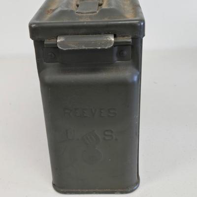 LOT Vintage Metal Box, U.S. Military Ammunition Box, and U.S. Army M1 .30 Caliber Ammunition Box