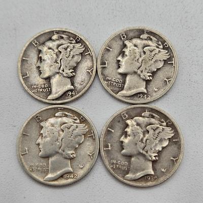 LOT 139: Thirty-Four 90% Silver Mercury Dimes
