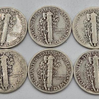 LOT 139: Thirty-Four 90% Silver Mercury Dimes