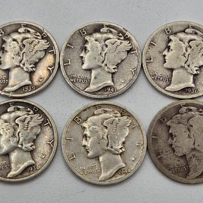 LOT 139: Thirty-Four 90% Silver Mercury Dimes