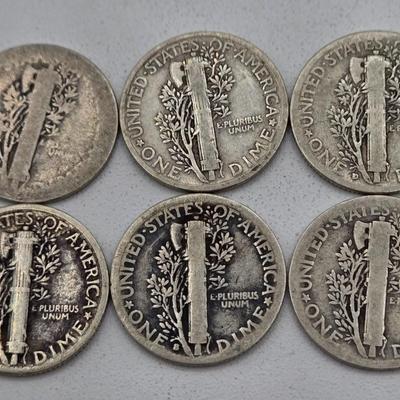 LOT 139: Thirty-Four 90% Silver Mercury Dimes