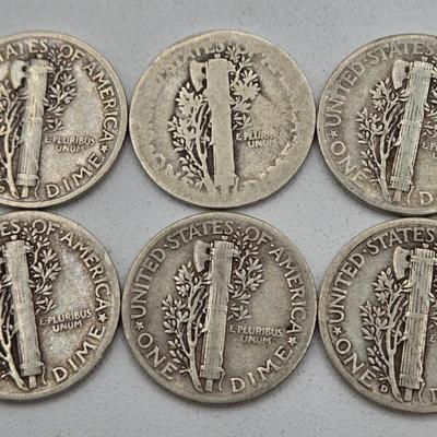 LOT 139: Thirty-Four 90% Silver Mercury Dimes