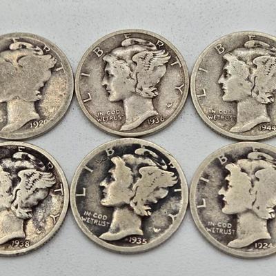 LOT 139: Thirty-Four 90% Silver Mercury Dimes