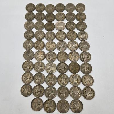 LOT 141: Fifty-Eight Wartime Silver Nickels