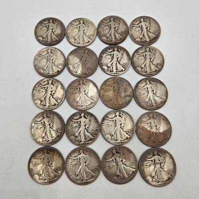 LOT 143: Twenty Silver Walking Liberty Half Dollars
