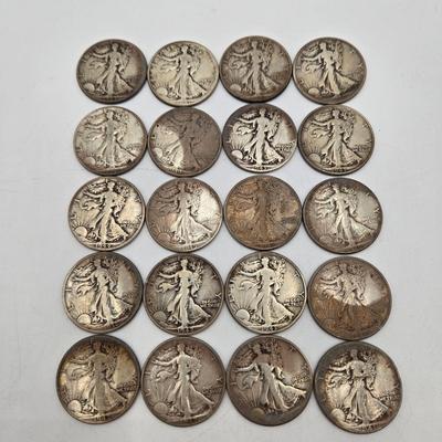 LOT 143: Twenty Silver Walking Liberty Half Dollars