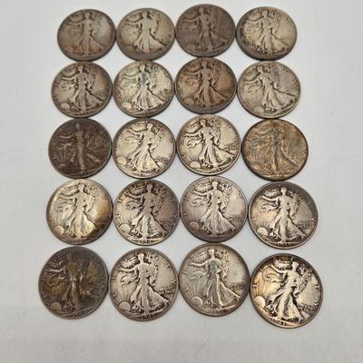 LOT 144: Twenty Silver Walking Liberty Half Dollars