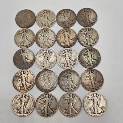 LOT 145: Twenty Silver Walking Liberty Half Dollars