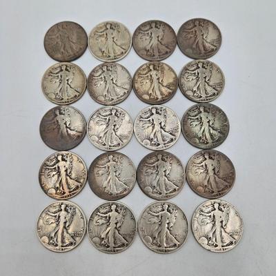 LOT 145: Twenty Silver Walking Liberty Half Dollars