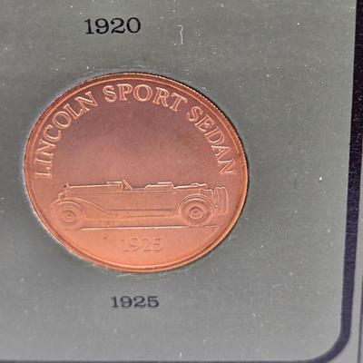LOT 146: The Franklin Mint Collection of Antique Car Coins, Vintage Bronze Coin Commemorating Inauguration of Dwight D. Eisenhower and More