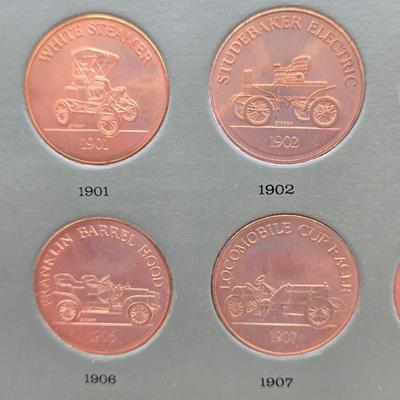LOT 146: The Franklin Mint Collection of Antique Car Coins, Vintage Bronze Coin Commemorating Inauguration of Dwight D. Eisenhower and More