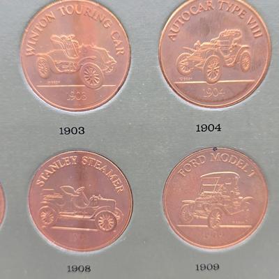 LOT 146: The Franklin Mint Collection of Antique Car Coins, Vintage Bronze Coin Commemorating Inauguration of Dwight D. Eisenhower and More