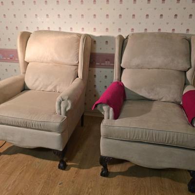2 tan chairs