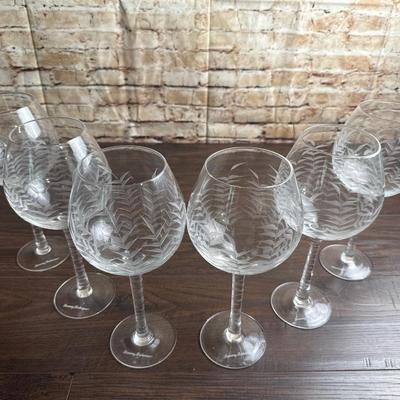 Tommy Bahama Etched Palm Tree Wine Glasses
