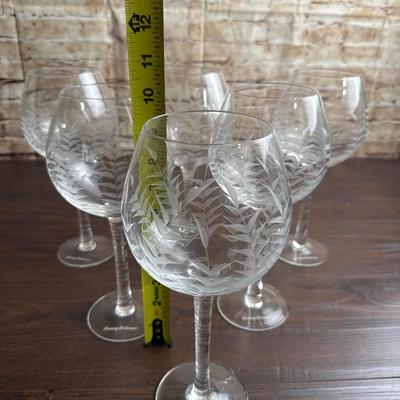 Tommy Bahama Etched Palm Tree Wine Glasses