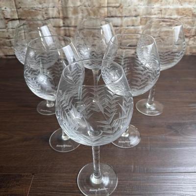 Tommy Bahama Etched Palm Tree Wine Glasses