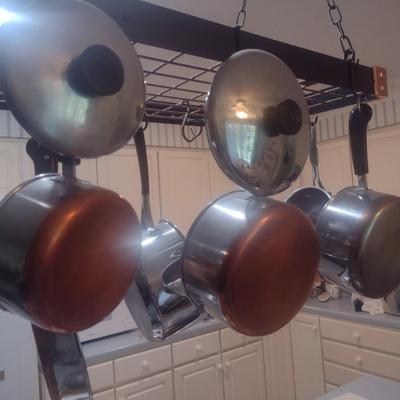 Collection of Revere Ware and Other Brands Pots and Pans (Pot Rack Not Included)