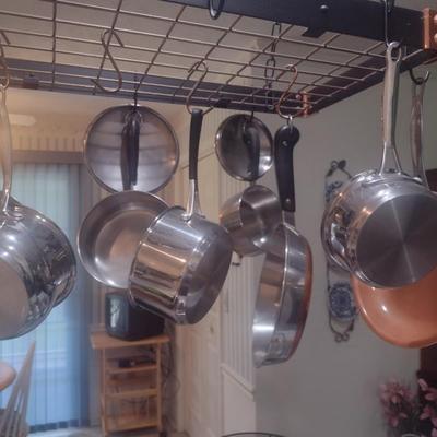 Collection of Revere Ware and Other Brands Pots and Pans (Pot Rack Not Included)