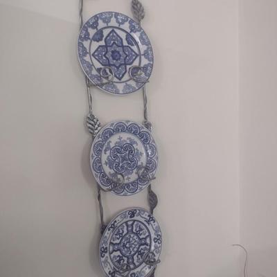 Pair of Metal Framed Dish Collector Racks with Ceramic Dishes (See all Pictures)