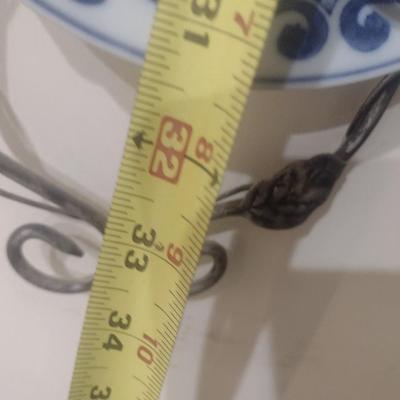 Pair of Metal Framed Dish Collector Racks with Ceramic Dishes (See all Pictures)