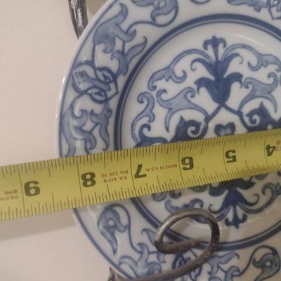 Pair of Metal Framed Dish Collector Racks with Ceramic Dishes (See all Pictures)