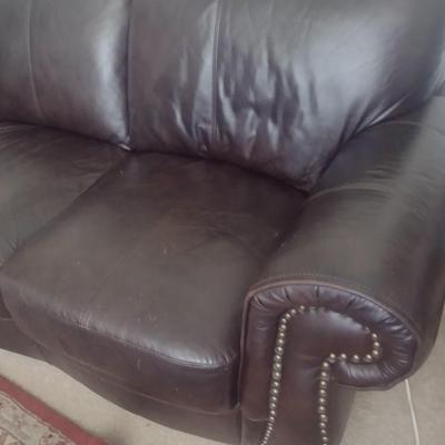 Full Sized Couch with Brass Tack Accents
