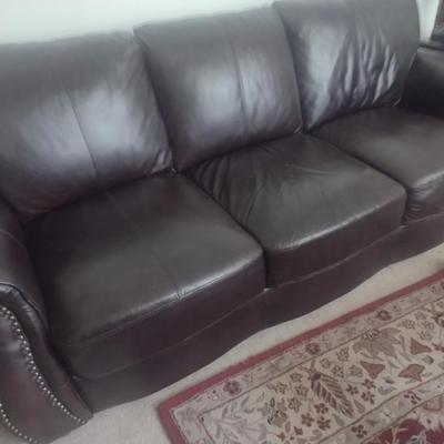 Full Sized Couch with Brass Tack Accents