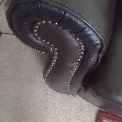 Full Sized Couch with Brass Tack Accents