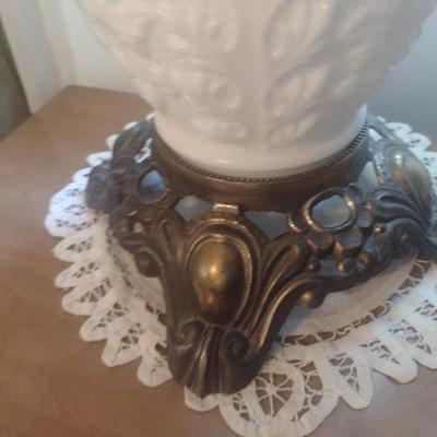 Vintage Milk Glass Shade Lamp