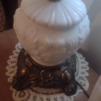Vintage Milk Glass Shade Lamp