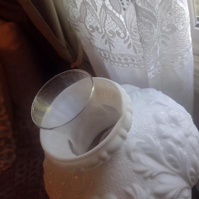 Vintage Milk Glass Shade Lamp