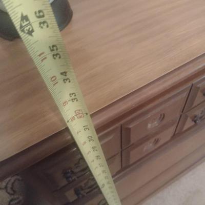 Walnut Finish Three Over Four Dresser with Mirror