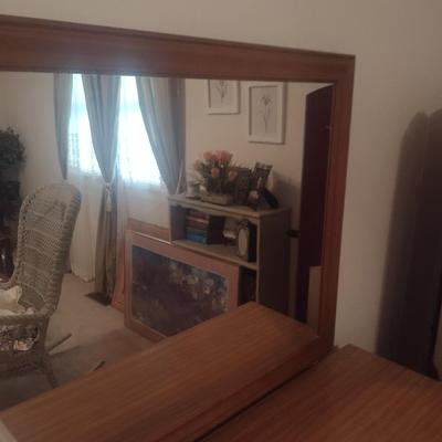 Walnut Finish Three Over Four Dresser with Mirror