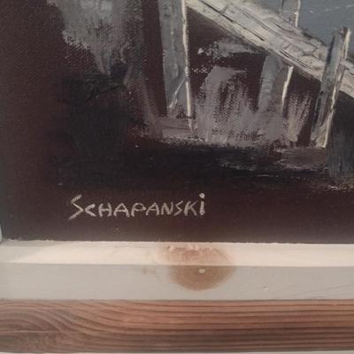 Framed Original Art on Canvas Signed by Artist Schapanski