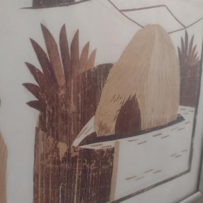 Framed Fabric Art Tribal Theme