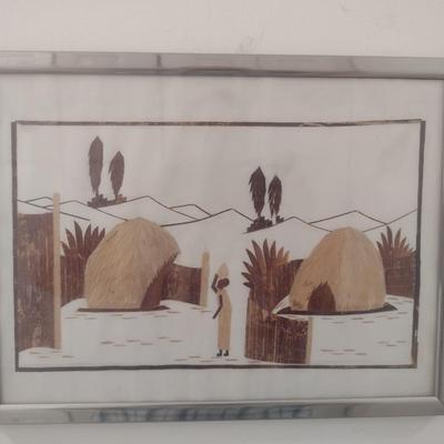 Framed Fabric Art Tribal Theme