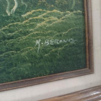 Framed Original Artwork Mountain Scenery Signed by Artist