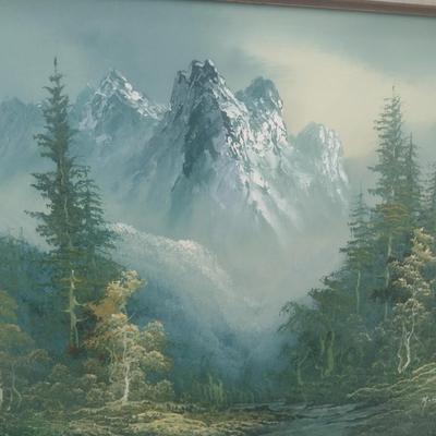Framed Original Artwork Mountain Scenery Signed by Artist