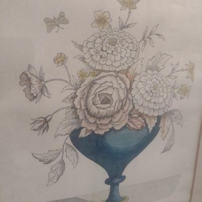 Framed Vintage Floral Arrangement Lyman Bros Collectible