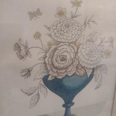 Framed Vintage Floral Arrangement Lyman Bros Collectible