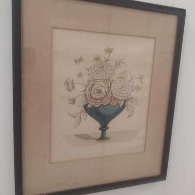 Framed Vintage Floral Arrangement Lyman Bros Collectible