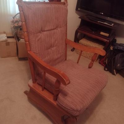 Wood Framed and Upholstered Glider Chair