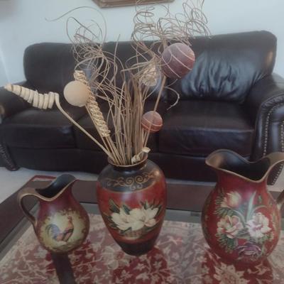 Set of Three Ceramic Vases and Water Urns
