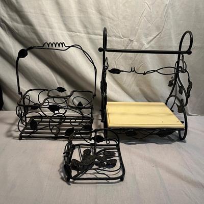 Iron Napkin Holder, Paper Towel Holder & Bottle Carrier (C-MG)