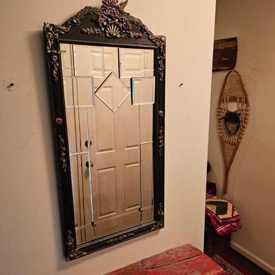Decorated Wood Frame Glass Bevels Mirror (FE-JS)