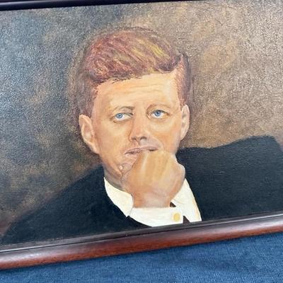 Lock 32 John Kennedy frame painted 26 inches wide 14 inches tall